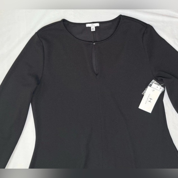 NWT Halston Key Hole Black Midi Dress Size L Large Designer Lightweight $119 - Picture 3 of 10